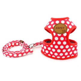 SELMAI Small Dog Harness Vest Leash Set Polka Dot/Camo Mesh Padded No Pull Leads for Puppy Pet Cat (Small (Pack of 1), Red)
