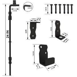 Sdstone 24 Inch Heavy Duty Cane Bolt Gate Drop Rod Gate Ground Latch Hardware for Wooden Fences,Metal Gates Doors Stopper for Gate Ground (Black Finish,2 Pack)
