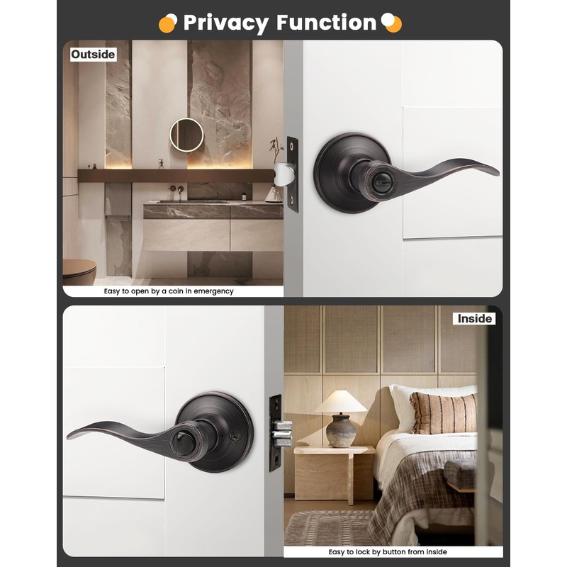 Gobrico 10 Pack Oil Rubbed Bronze Privacy Interior Door Locks,