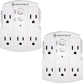 Electriduct 5-Outlet GFCI Wall Adapter, 15 Amp Grounded 3-Prong Automatic Reset White (2 Pack)