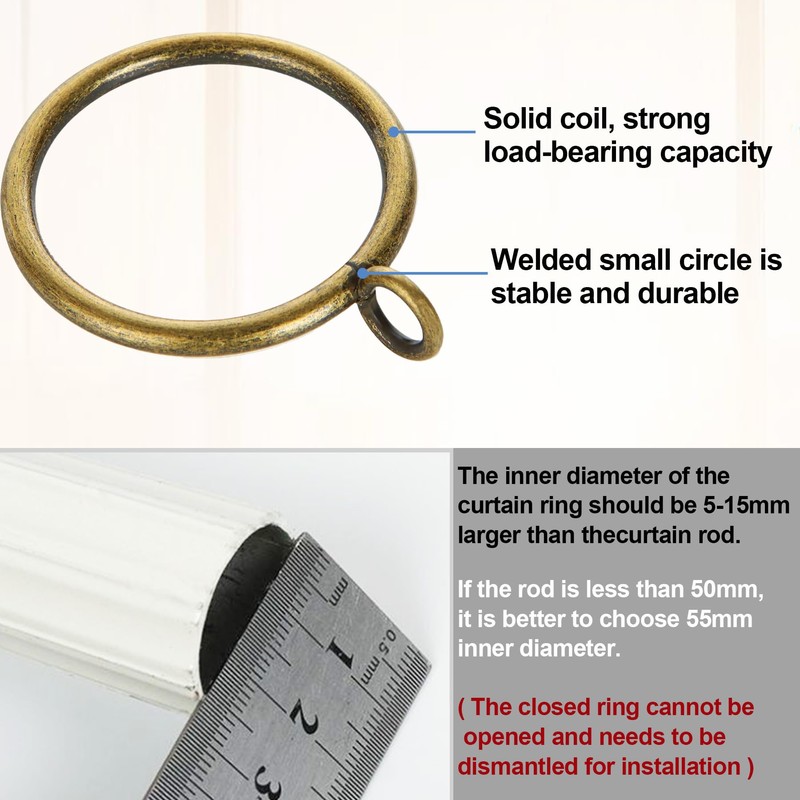 LEPEVNEY Bronze Metal Curtain Rings 55mm Inner Dia Drapery Ring
