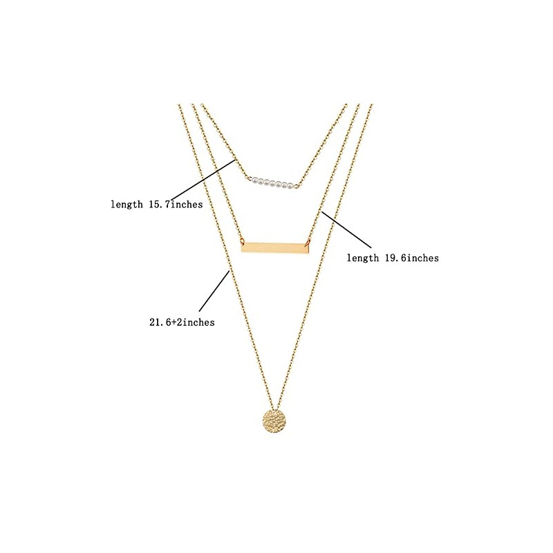 Disc Bar Pendant Necklace Pearl Choker Necklace Layered Gold Necklaces