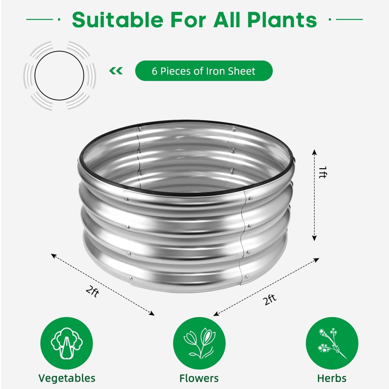 JERIA Raised Garden Bed,Galvanized Raised 2×2×1ft Planter Boxes Outdoor with