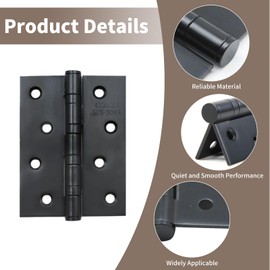 MDEOOSKY 3Pcs 4 x 3 Inch Ball Bearing Door Hinges, Stainless Steel Door Hinges, Door Hinges Heavy Duty Hinges for Both Left Handed Opening and Right Handed Opening