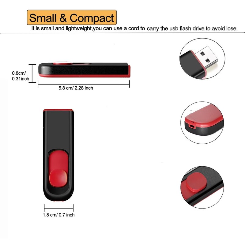MAKACTUA USB Stick 64 GB USB Flash Drive Retractable Memory