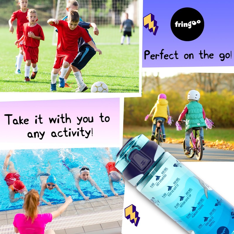 Fringoo - 650ml Kids Water Bottle - Carry Handle100% Leakproof