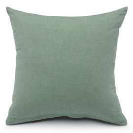 ATsense Set of 2 Cushion Covers Measuring 40 x 40 cm, 100% Washed Cotton, with Zip, Super Soft Premium and Cosy Cushion Covers, Plain Green