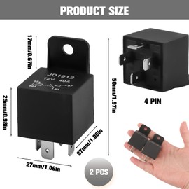 2 Pack 4 Pin 12V Relay 40 A Multi-Purpose Automotive Truck Relay,Heavy Duty Standard Relay Kit
