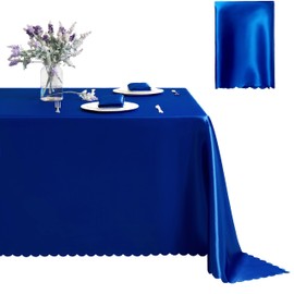 Counfeisly 1 Pack Rectangle Satin Tablecloth 60 x 102 Inches Table Cover, Bright Overlay Table Cloth Silky Smooth Fabric Tablecloth Table Decor for Wedding Banquet Table Decoration, Royal Blue