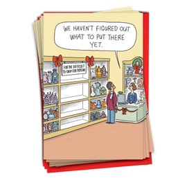 NobleWorks 12 Funny Christmas Cards w/5 x 7 Inch Envelopes (1 Design, 12 Each), For Women, Empty Shelves C8762XSG-B12x1