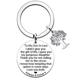 SDOFY Son In Law Gifts from Mother In Law Son In Law Birthday Christmas Gifts Funny Wedding Gifts Keyring for Son in Law