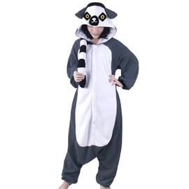 DOITNOW Lemur Pajamas Unisex Adult Jumpsuit Animal Cosplay Costumes Gray M
