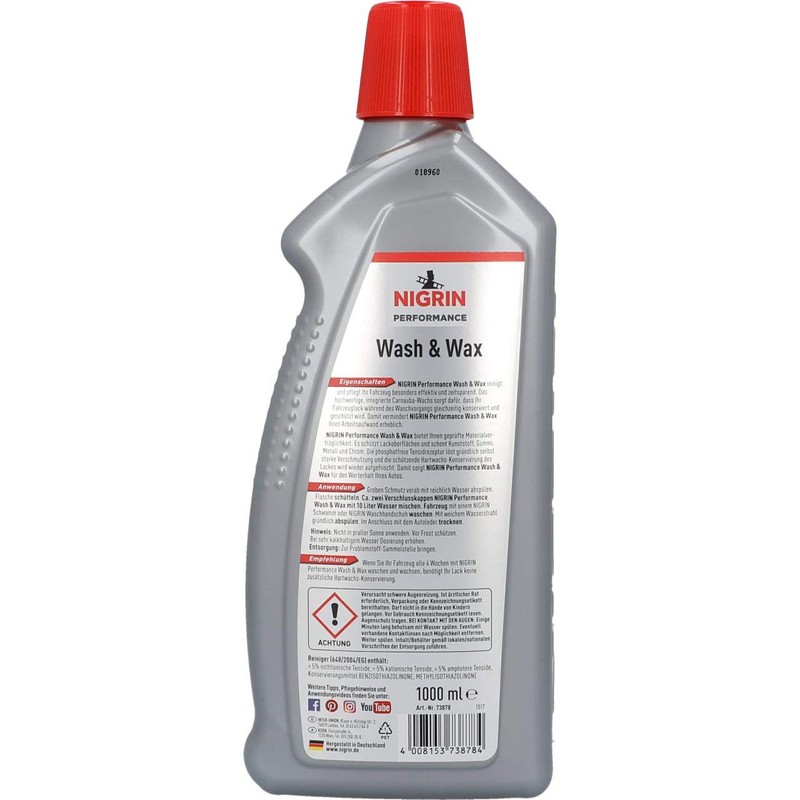 Nigrin 73878 Performance Wash and Wax Turbo, 1 Liter