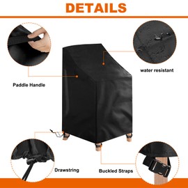 Protective Cover for Garden Chairs, Garden Furniture Cover, Winterproof Cover, Oxford Chair Cover, UV-Resistant, Windproof, Waterproof Cover for Garden Chairs, Stacking Chairs, 72 x 92 x 70/120 cm,