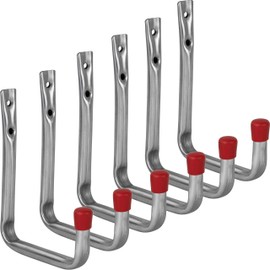 ALPENSTAHL Wall Hook Holder Garage Hook Workshop | Device Holder 140 x 114 mm | Mounting Hooks for Wall Mounting | Heavy Duty Hooks Metal Load Capacity 30 kg | Pack of 6 - Mounting Hook Set U-Shape