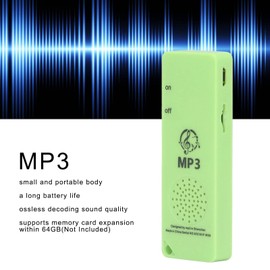 Cuifati MP3 Player Portable MP3 Player for Children, Outdoor Music Player Walkman for Sports, Max 64 GB Memory Card Music Recording (Green)