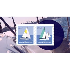 Sailboats Postcard Stamps (1/2 Sheet (10 Stamps))