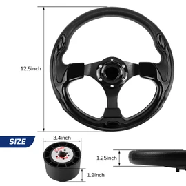 QYMOPAY 12.5 Inch Boat Steering Wheel With 3/4" Axle Marine Adapter, Anti-Slip for Boats, Yachts, Pontoon Boats