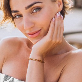 AGRULE Sparkling Tennis Bracelet for Women 6mm 925 Sterling Silver Iced Out Gemstone Bracelet Pretty October Birthstone Jewelry Citrine Tennis Bracelets 7.25"