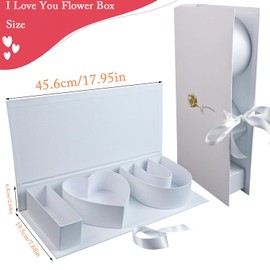 Valentines Day Flower Gift Box: "i Heart U" Letter Large Flower Boxes with Ribbon for Christmas, Wedding Party, Mothers Birthday Love Favors, Bridal Shower Chocolate Packaging, Rose Bouquet Present (white)