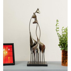Vedas Exports Multicolour Metal & MDF Giraffe Set Figurine Showpiece Home Decor (Size 6.3 x 21 inches)
