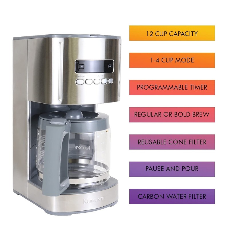 Kenmore 40706 12-Cup Programmable Aroma Control Coffee Maker in Stainless