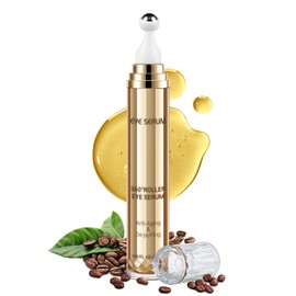 Caffeine Eye Serum, Hyaluronic Acid Under Eye Cream for Dark Circles and Puffiness Eye Care Eye Serum Anti Aging with 360° Massage Ball Reduce Eye Bags, Wrinkles and Fine Lines 20ML