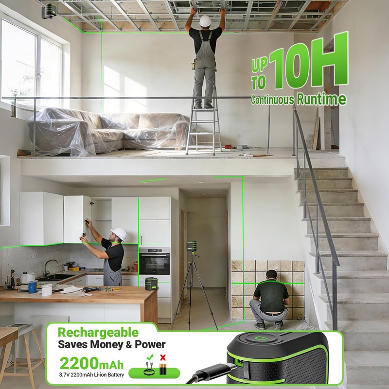 Huepar Self Leveling Laser Level with 60" Tripod U011G