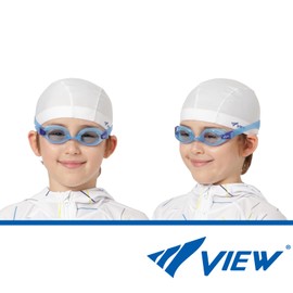 View VPS741J BL Swimming Goggles, Made in Japan, For Elementary School Students, Ages 6 to 12, Prescription Lenses, Belt Parts Kit, Blue