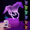 Dimmbar Pferd 3D Nachtlicht, USB-Touch-Fernbedienung Pferd 3D Illusion Lampe Mit