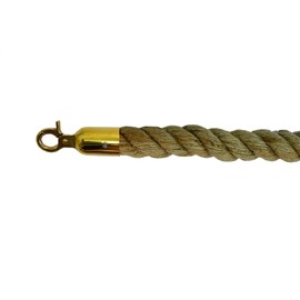 Crowd Control Center Stanchion Decorative Safety Braided Rope with 2 pcs Wall Plates (72" Hemp - Gold)
