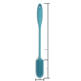 RSVP International Kitchen Scrubber Collection Dishwasher Safe, Silicone Bottle Brush, 12.5", Turquoise
