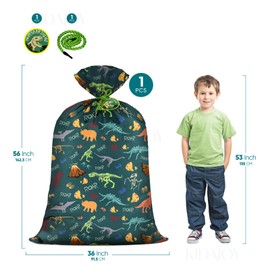 KIDAJOY 1 Pcs Extra Large Dinosaur Birthday Gift Bag Boys 36x56 Inch Jumbo Gift Bags XL Green Dino-Themed Kids Happy Birthday Parties Favors Decorations T-Rex