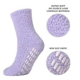 Jormatt 5 Pairs Womens Fuzzy Socks Winter Slipper Socks Non-Slip Grip Fuzzy Socks Warm Non Slip Fluffy Socks Soft Hospital Sock, Rainbow B