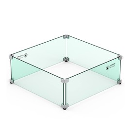 Skyflame Glass Wind Guard for Fire Pit Square, 18"x 18"x 6" Tempered Glass Flame Shield, Fire-Resistant Windscreen Set, Fits for 12-inch Outdoor fire Pit Burner pan