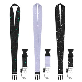 Cobee ID Lanyards with Quick Release Buckle, 3 Lanyards for Women, Heavy Duty, Black Lanyard with Rotating Lobster Clasp, Neck Marble Lanyards