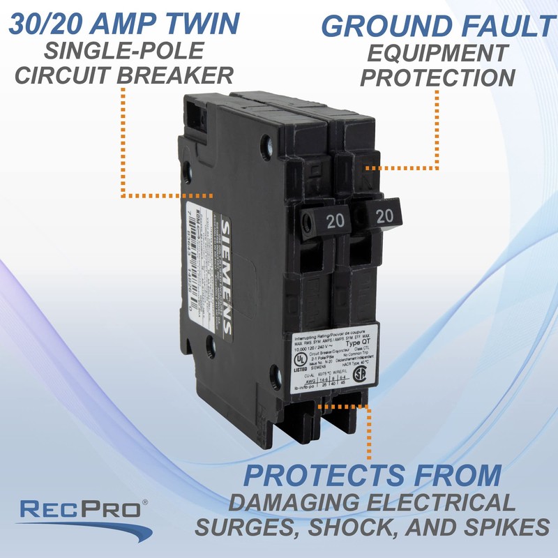 RecPro RV Circuit Breaker Q3020 | 30/20 Amp Twin Single-Pole
