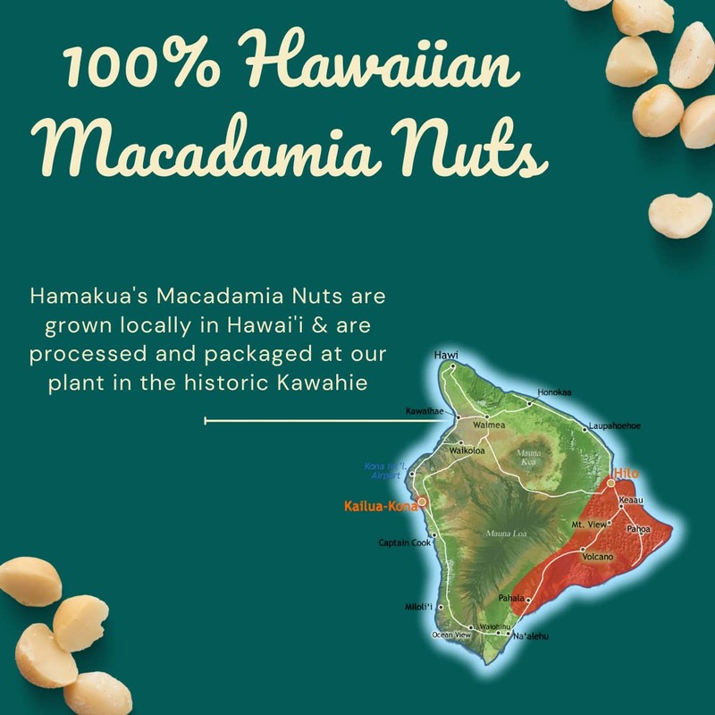 Hamakua Macadamia Nuts - Unsalted Hawaiian Grown Dry Roasted Half