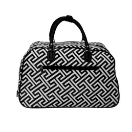 World Traveler Prints 21-Inch Carry-On Shoulder Duffel Bag, Greek Key H Black White, One Size