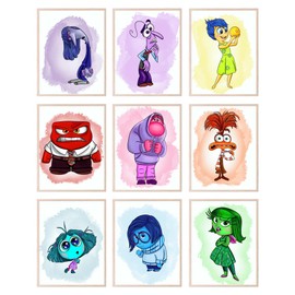 BigWig Prints Inside Out 2 Poster - Inside Out Classroom Decorations, Inside Out Poster, Inside Out Decorations, Inside Out Characters Joy Anger Anxiety Fear Envy Sadness - Unframed Set of 9 (8x10)