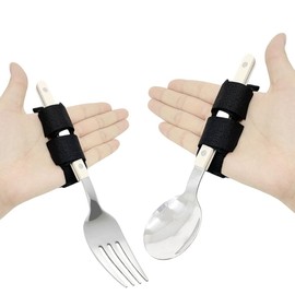 Adaptive Utensils Universal Cuff for Hand Tremors - Spoon & Fork Food Eating Daily Living Accessories for Parkinson Disabled, Handicapped