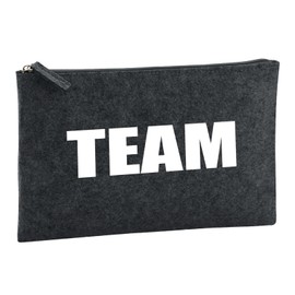 Huuraa Kulturbeutel Team Schriftzug Geschenk 1 Liter Charcoal Filz Team Geschenkidee