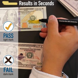 Nadex Secure Counterfeit Pen Attaches to Counter, (Gold for Real - Black for Fake), Detect Counterfeit Bills - 1 Pen, 1 Base