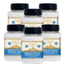 Pride of India - PACK of 6 - Himalayan White Salt Coarse Grind 1 lbs (453.59 gm)- Rarest & Enriched W/84+ Natural Minerals- Low Sodium- Mineral Rich Nutrition and Enhanced Taste- Healthier Table Salt