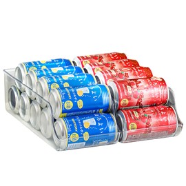 zooyeea 2 Pack Soda Can Organizer, Refrigerator Beverage Organizer with Sliding Tray, Suitable for Refrigerator/Cabinet/Countertop Soda Can Organizer. (2 PACK)