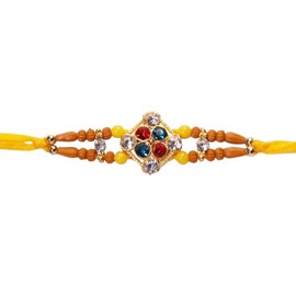 SLNDOKTG Rakhee Handicrafted Rakhi for Brother Bhaiya Bhai for Raksha Bandhan Indian Bracelet Beads Rakhi Thread Bhaiya Bhabhi Sister Rakhee Set of 1