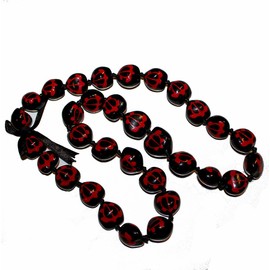 Hawaiian Kukui Nuts Leis With Sea Turtle 30" Long (Red)