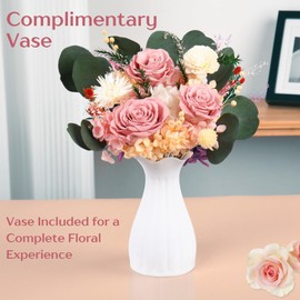 Vaanshie Premium Preserved Flower Bouquet Ideal for Mother's Day Gifting (Pastel Pink)