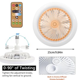 Fan lamp, ceiling fan with LED light, E27, 30 W LED ceiling light with fan, lamp with fan, corner fan with remote control, quiet ceiling fan for bedroom