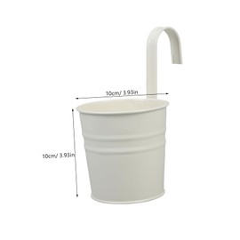BESPORTBLE 4pcs Hanging Flowerpot with Drainage Decorative Iron Planting Container for Balcony Patio and Indoor Use Cream Color with Detachable Hooks for Home Decor